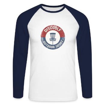 discgolf - Unisex Baseballshirt langarm - Weiß/Navy - Vorne - Nik (191cm)