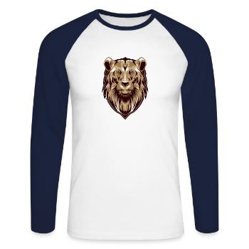 Lion - T-shirt baseball manches longues Homme - blanc/marine - Devant - Nik (191cm)