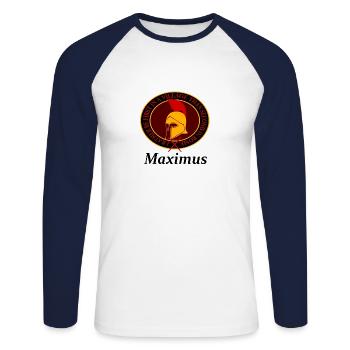 Strong Gladiator - Unisex Long Sleeve Baseball T-Shirt - white/navy - Front - Nik (191cm)