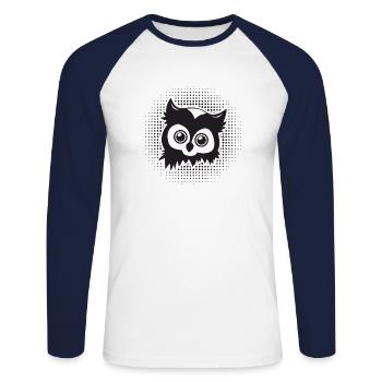 Funny owls head - Unisex Long Sleeve Baseball T-Shirt - white/navy - Front - Nik (191cm)