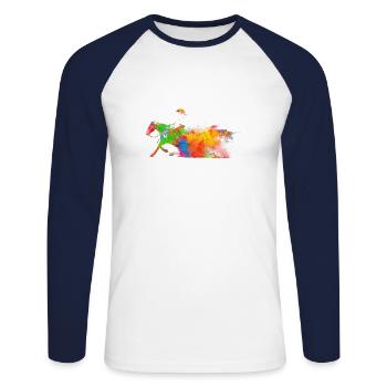 riding western riding - Unisex Long Sleeve Baseball T-Shirt - white/navy - Front - Nik (191cm)