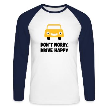 Conduire une voiture - T-shirt baseball manches longues Homme - blanc/marine - Devant - Nik (191cm)