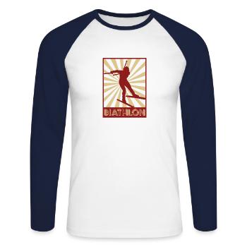 biathlon - Unisex Baseballshirt langarm - Weiß/Navy - Vorne - Nik (191cm)