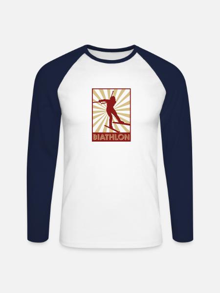biathlon - Unisex Long Sleeve Baseball T-Shirt - white/navy