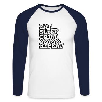 Manger Sommeil Dérive Répéter - T-shirt baseball manches longues Homme - blanc/marine - Devant - Nik (191cm)