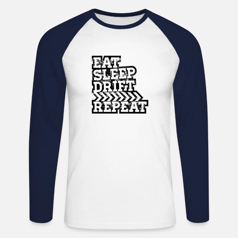 Eat Sleep Drift Repeat - Unisex Baseballshirt langarm - Weiß/Navy