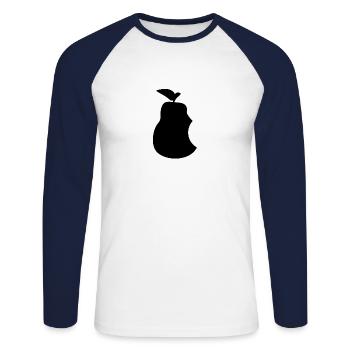 Birne mit Biss - Unisex Baseballshirt langarm - Weiß/Navy - Vorne - Nik (191cm)
