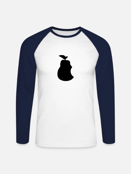 Birne mit Biss - Unisex Baseballshirt langarm - Weiß/Navy