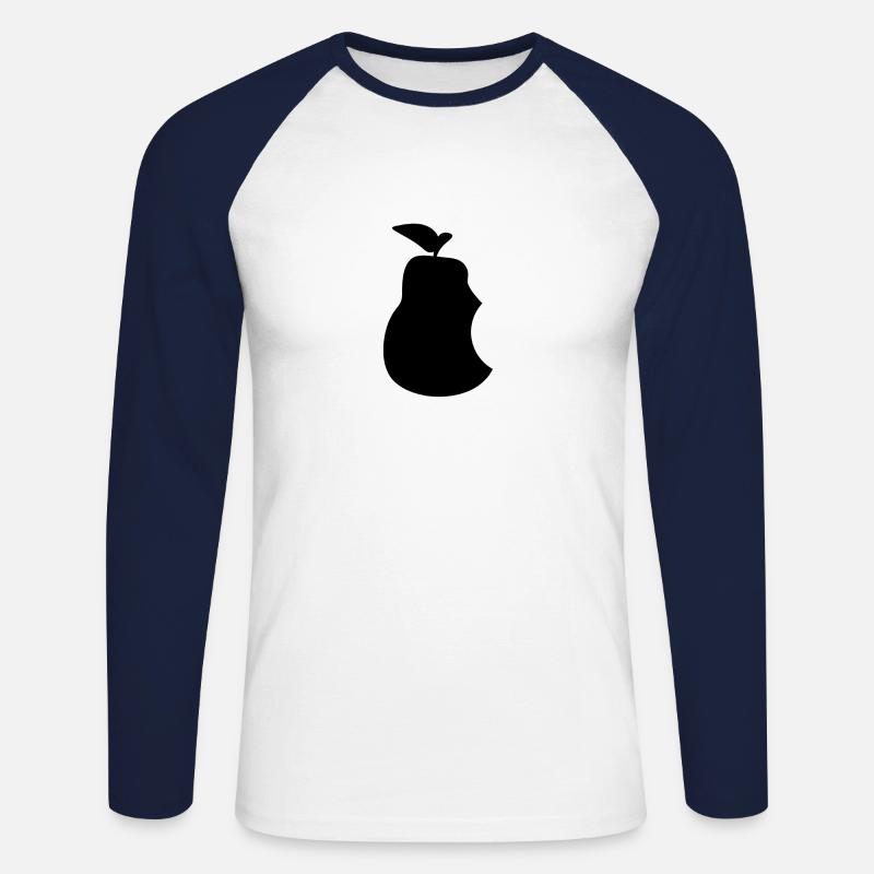 Birne mit Biss - Unisex Baseballshirt langarm - Weiß/Navy