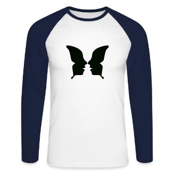 illusion - Unisex Baseballshirt langarm - Weiß/Navy - Vorne - Nik (191cm)
