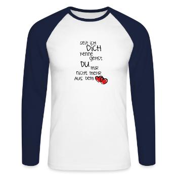 seit ich dich kenne.. - Unisex Baseballshirt langarm - Weiß/Navy - Vorne - Nik (191cm)