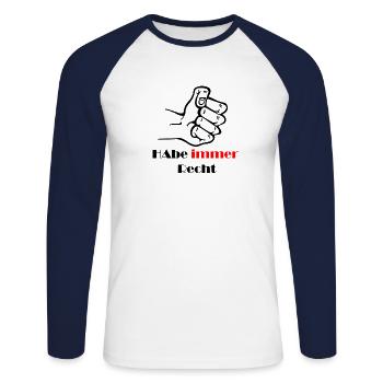J'ai toujours raison - T-shirt baseball manches longues Homme - blanc/marine - Devant - Nik (191cm)