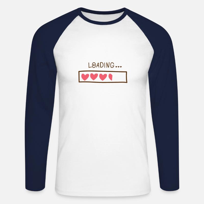 loading hearts dark - Unisex Baseballshirt langarm - Weiß/Navy