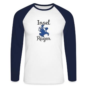 Île de Rügen - T-shirt baseball manches longues Homme - blanc/marine - Devant - Nik (191cm)