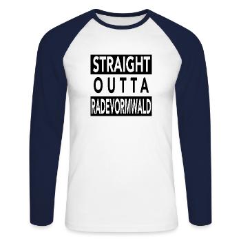 Tout droit sur Radevormwald - Bergisches Rade - T-shirt baseball manches longues Homme - blanc/marine - Devant - Nik (191cm)