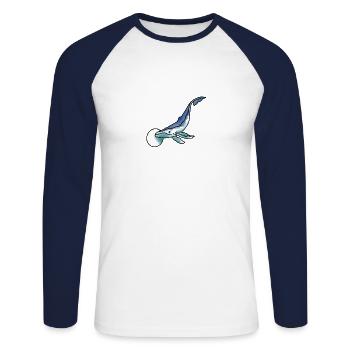 La baleine au fond de la mer illustration graphique - T-shirt baseball manches longues Homme - blanc/marine - Devant - Nik (191cm)