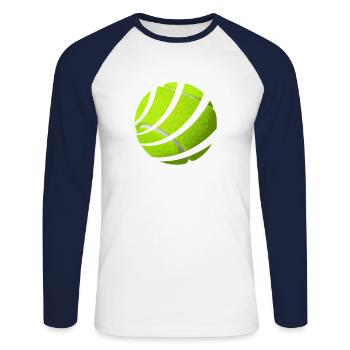 Balle de tennis - T-shirt baseball manches longues Homme - blanc/marine - Devant - Nik (191cm)