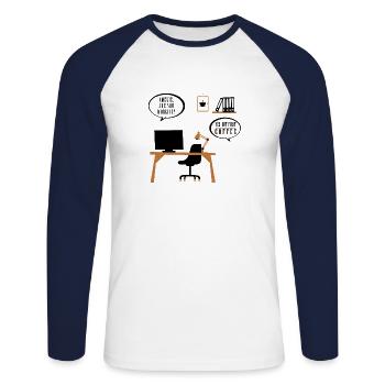 Do you work? Amelia | Black | gift - Unisex Long Sleeve Baseball T-Shirt - white/navy - Front - Nik (191cm)