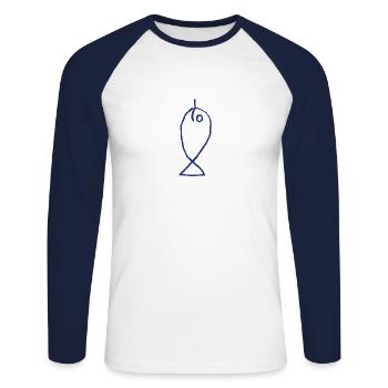 Magic Fish - Unisex Baseballshirt langarm - Weiß/Navy - Vorne - Nik (191cm)