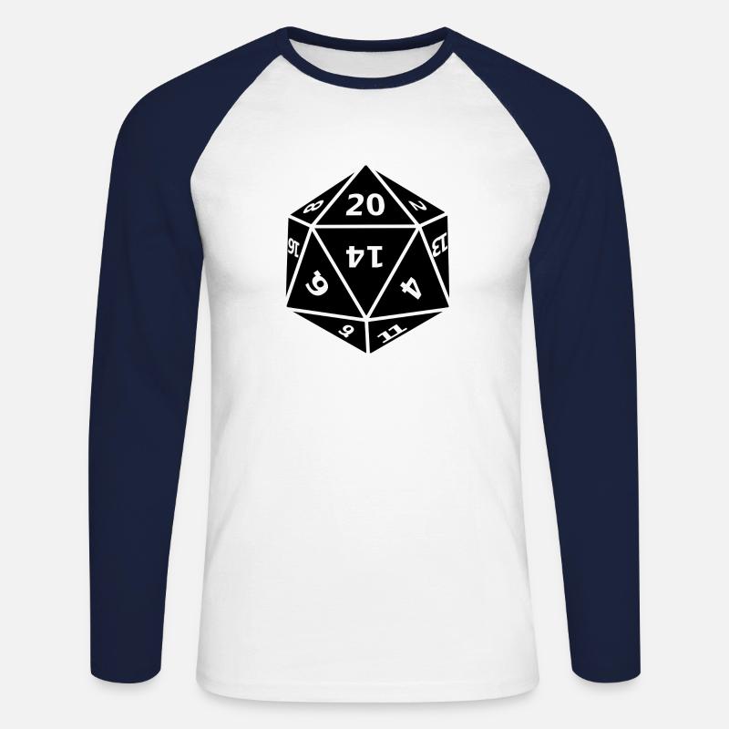 Würfel 20 Seiten - Unisex Baseballshirt langarm - Weiß/Navy