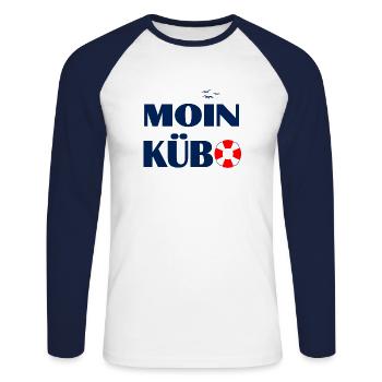 Moin Kübo Kühlungsborn Ostsee Geschenk - Unisex Baseballshirt langarm - Weiß/Navy - Vorne - Nik (191cm)