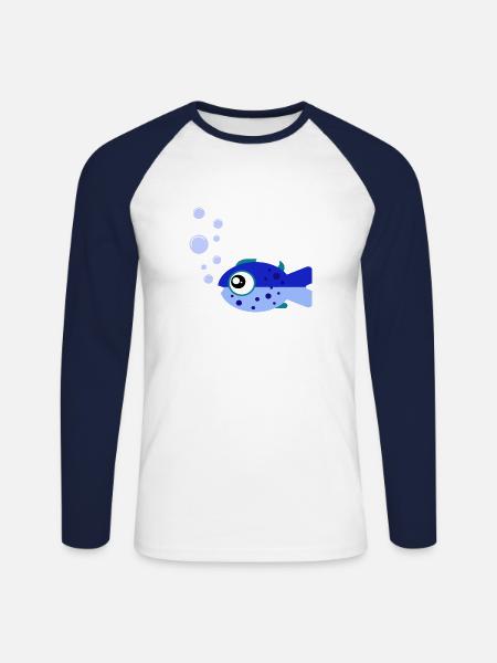 Sweet fish - Unisex Long Sleeve Baseball T-Shirt - white/navy