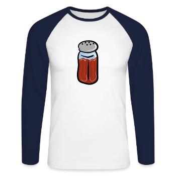 Paprika / Chilli Gewürz - Unisex Baseballshirt langarm - Weiß/Navy - Vorne - Nik (191cm)