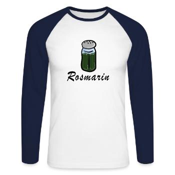 Rosmarin Gewürzstreuer - Unisex Baseballshirt langarm - Weiß/Navy - Vorne - Nik (191cm)