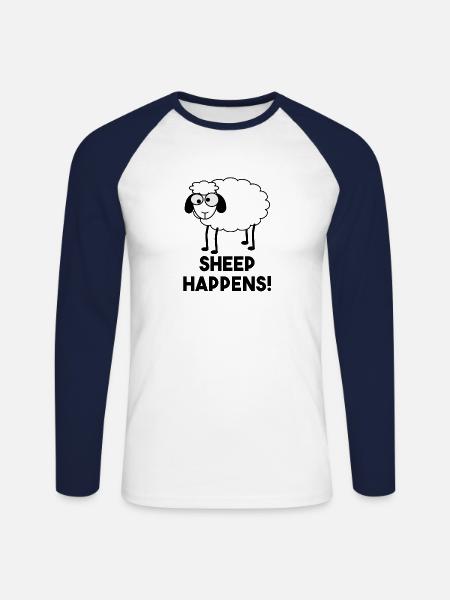 Lustig Schaf Geschenk - Unisex Baseballshirt langarm - Weiß/Navy