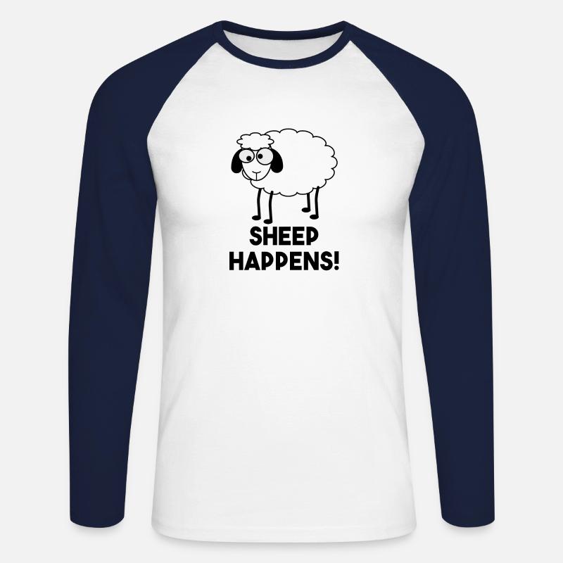 Lustig Schaf Geschenk - Unisex Baseballshirt langarm - Weiß/Navy