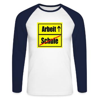 Arbeit Schulende Schulabschluss Ausbildung Job - Unisex Baseballshirt langarm - Weiß/Navy - Vorne - Nik (191cm)
