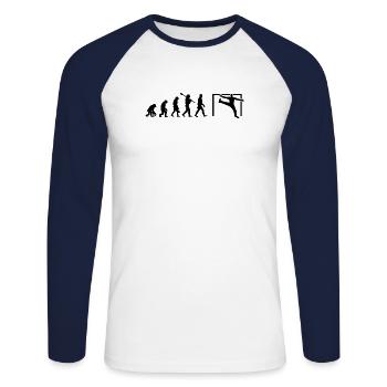 evolution Torwart Handball Fußball Geschenk Mann - Unisex Baseballshirt langarm - Weiß/Navy - Vorne - Nik (191cm)