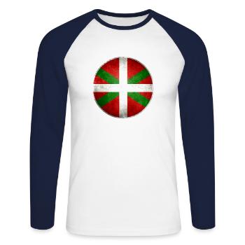 Basque drapeau 2 - T-shirt baseball manches longues Homme - blanc/marine - Devant - Nik (191cm)