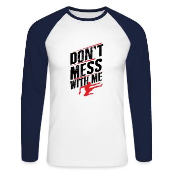 Kickboxer - T-shirt baseball manches longues Homme - blanc/marine - Devant - Nik (191cm)