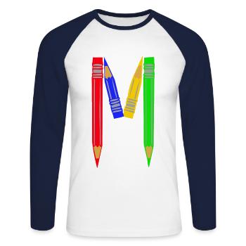 buntstifte m - Unisex Baseballshirt langarm - Weiß/Navy - Vorne - Nik (191cm)