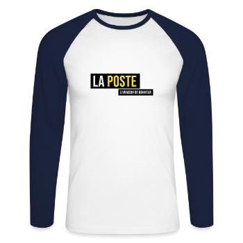 La poste livraison de bonheur colis poste laposte - T-shirt baseball manches longues Homme - blanc/marine - Devant - Nik (191cm)