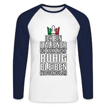 Italie Vaffanculo italien - T-shirt baseball manches longues Homme - blanc/marine - Devant - Nik (191cm)
