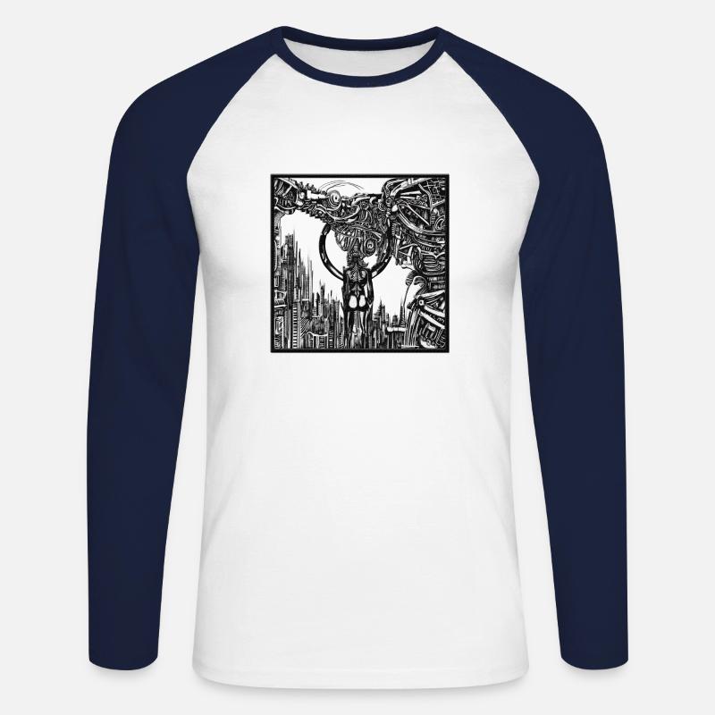 android woman - Unisex Baseballshirt langarm - Weiß/Navy