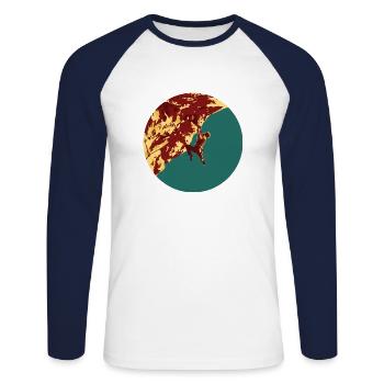 Rock climber in steep wall - Unisex Long Sleeve Baseball T-Shirt - white/navy - Front - Nik (191cm)