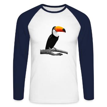 Tukan Tucan karibischer Vogel - Unisex Baseballshirt langarm - Weiß/Navy - Vorne - Nik (191cm)