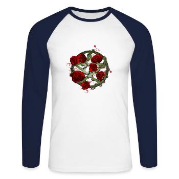 Roses pentagram nature - Unisex Long Sleeve Baseball T-Shirt - white/navy - Front - Nik (191cm)