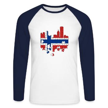 Norvège Drapeau de la Scandinavie Drapeau norvégien - T-shirt baseball manches longues Homme - blanc/marine - Devant - Nik (191cm)