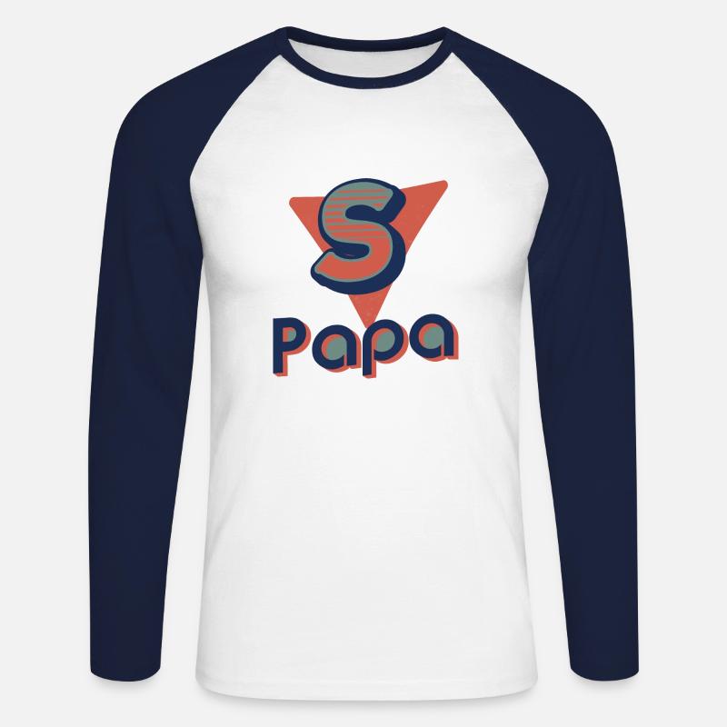 Superpapa - Unisex Baseballshirt langarm - Weiß/Navy