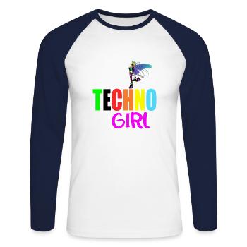 Techno girl - Unisex Long Sleeve Baseball T-Shirt - white/navy - Front - Nik (191cm)