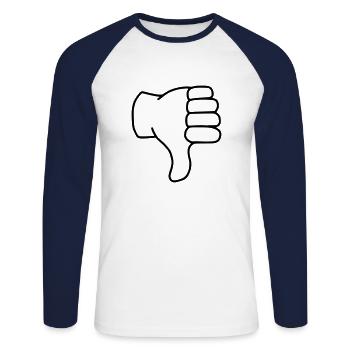 Emoji thumbs down sketch black - Unisex Long Sleeve Baseball T-Shirt - white/navy - Front - Nik (191cm)
