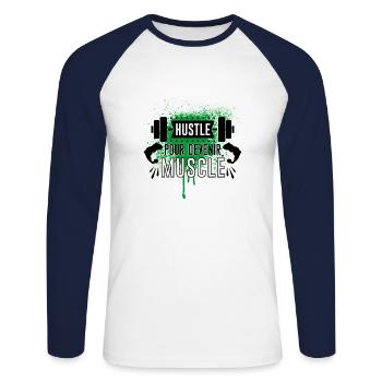 BECOMING MUSCULAR, MOTIVATIONAL PHRASE FOR SPORT - Unisex Long Sleeve Baseball T-Shirt - white/navy - Front - Nik (191cm)