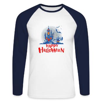 Happy Halloween - Unisex Long Sleeve Baseball T-Shirt - white/navy - Front - Nik (191cm)