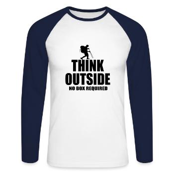 Pensez à la citation de randonnée extérieure - T-shirt baseball manches longues Homme - blanc/marine - Devant - Nik (191cm)