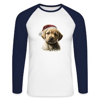 Baby Christmas Labrador - Unisex Long Sleeve Baseball T-Shirt - white/navy - Front - Nik (191cm)