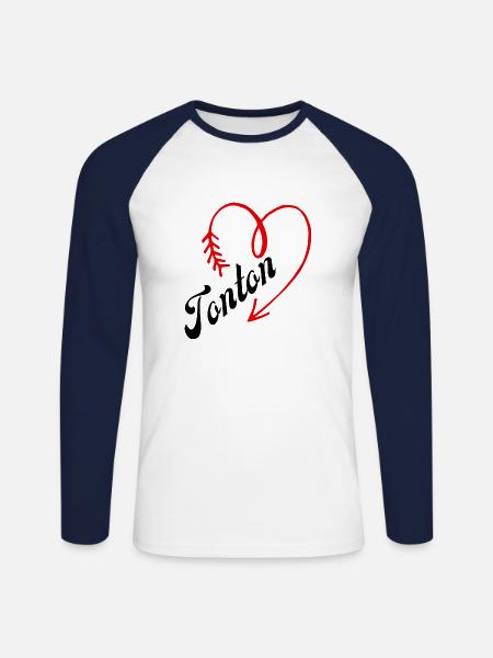 tonton cœur - T-shirt baseball manches longues Homme - blanc/marine